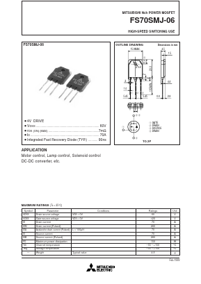 FS70SMJ-06 Datasheet PDF MITSUBISHI ELECTRIC 