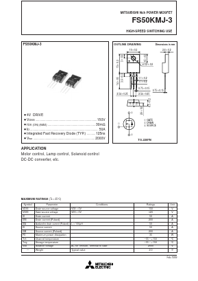 FS50KMJ-3 Datasheet PDF MITSUBISHI ELECTRIC 