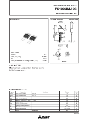 FS100UMJ-03 Datasheet PDF MITSUBISHI ELECTRIC 