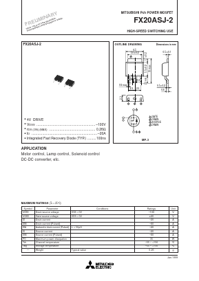 FX20ASJ-2 Datasheet PDF MITSUBISHI ELECTRIC 