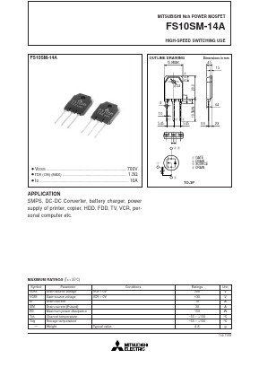 FS10SM-14A Datasheet PDF MITSUBISHI ELECTRIC 