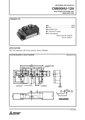 CM600HU-12H Datasheet PDF MITSUBISHI ELECTRIC 