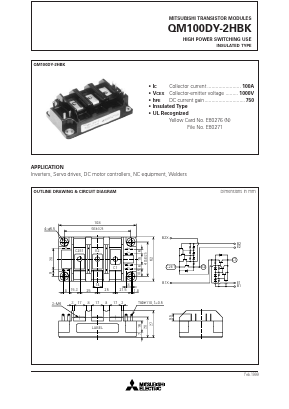 QM100DY-2HBK Datasheet PDF MITSUBISHI ELECTRIC 