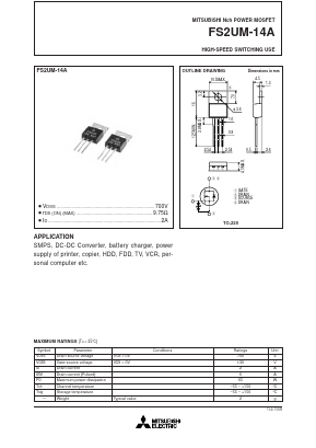FS2UM-14A Datasheet PDF MITSUBISHI ELECTRIC 