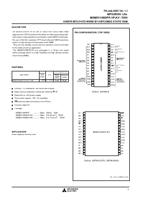 M5M5V108DRV-70HI Datasheet PDF MITSUBISHI ELECTRIC 