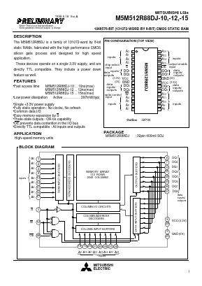 M5M512R88DJ Datasheet PDF MITSUBISHI ELECTRIC 