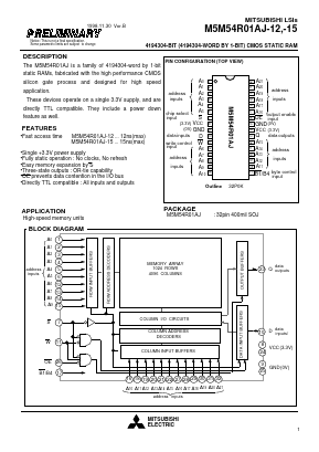 M5M54R01AJ Datasheet PDF MITSUBISHI ELECTRIC 