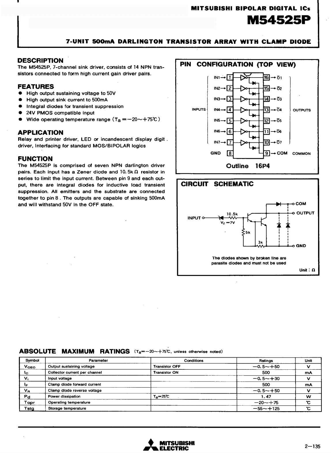 M54525P Datasheet PDF Mitsumi