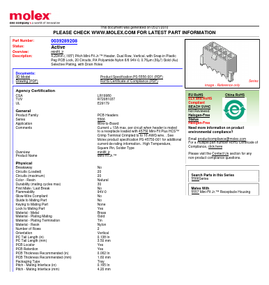 5566-20B2GS-210 Datasheet PDF Molex Connectors
