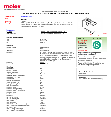 0039299169 Datasheet PDF Molex Connectors