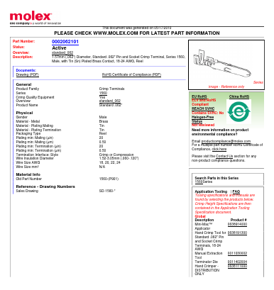 02-06-2101 Datasheet PDF Molex Connectors