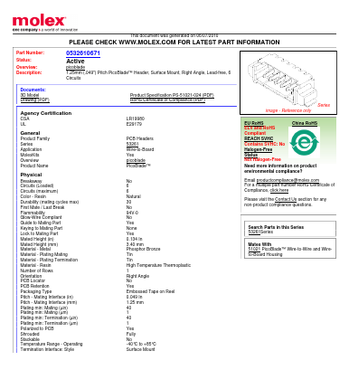 53261-0671 Datasheet PDF Molex Connectors