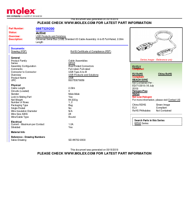 88732-8900 Datasheet PDF Molex Connectors