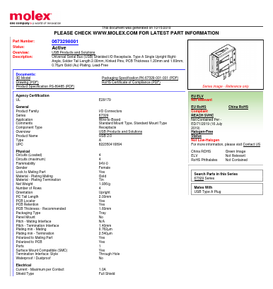 0673298001 Datasheet PDF Molex Connectors