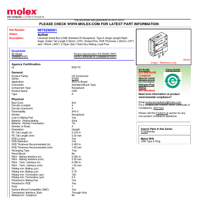 0673298001 Datasheet PDF Molex Connectors