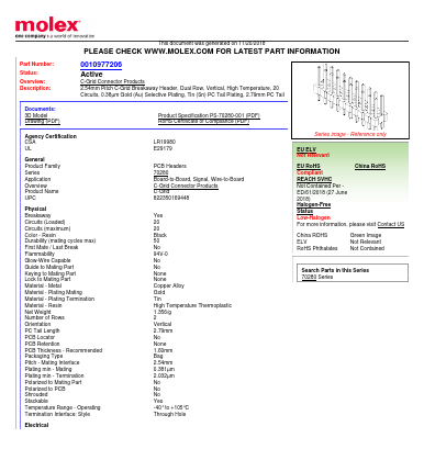 10-97-7206 Datasheet PDF Molex Connectors