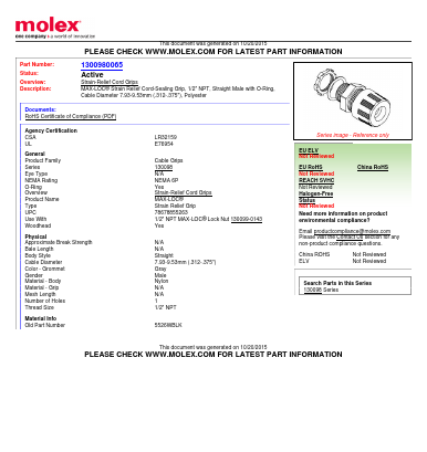 1300980065 Datasheet PDF Molex Connectors