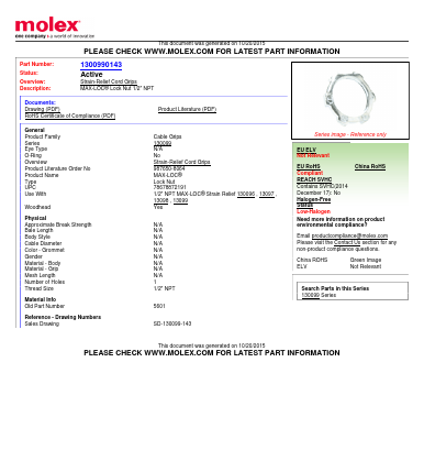 1300990143 Datasheet PDF Molex Connectors