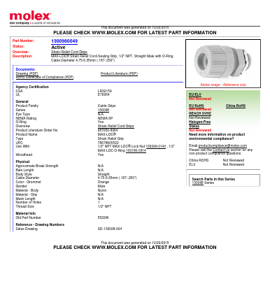 1300980049 Datasheet PDF Molex Connectors