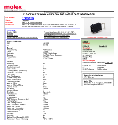 172448-0002 Datasheet PDF Molex Connectors