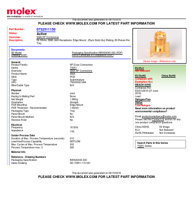 73251-1150 Datasheet PDF Molex Connectors