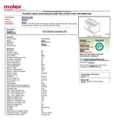 0901301220 Datasheet PDF Molex Connectors