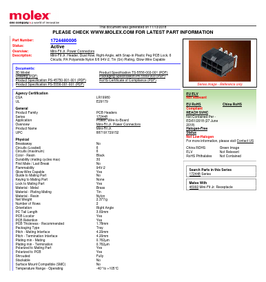 172448-0006 Datasheet PDF Molex Connectors