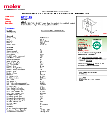 90130-1210 Datasheet PDF Molex Connectors