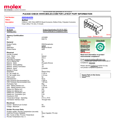 09-48-4059 Datasheet PDF Molex Connectors