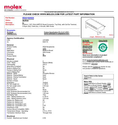 22-02-2025 Datasheet PDF Molex Connectors