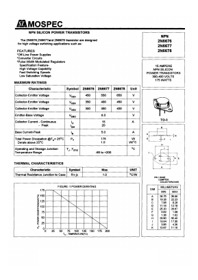2N6678 Datasheet PDF Mospec Semiconductor