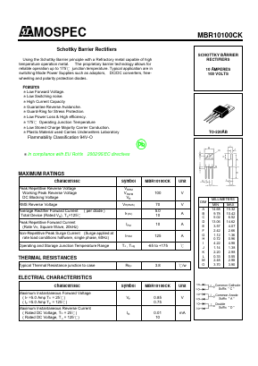 MBR10100CK Datasheet PDF Mospec Semiconductor