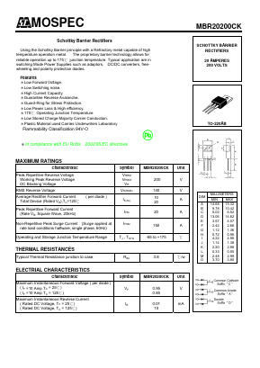 MBR20200CK Datasheet PDF Mospec Semiconductor