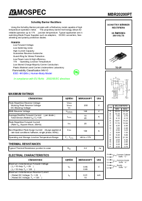 MBR20200PT Datasheet PDF Mospec Semiconductor