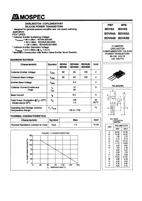 BDV65A Datasheet PDF Mospec Semiconductor
