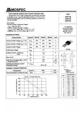 2N6739 Datasheet PDF Mospec Semiconductor