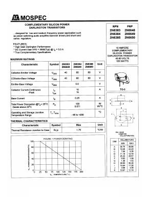 2N6383 Datasheet PDF Mospec Semiconductor