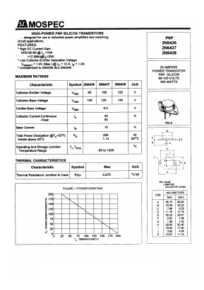 2N6438 Datasheet PDF Mospec Semiconductor