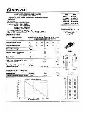 BD242B Datasheet PDF Mospec Semiconductor