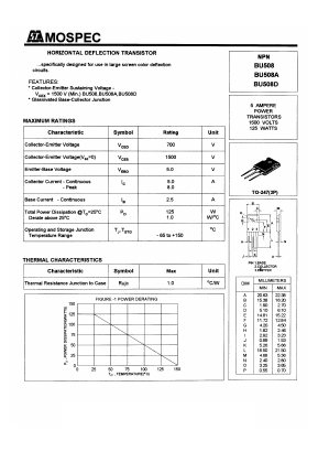 BU508D Datasheet PDF Mospec Semiconductor