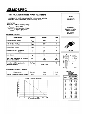 2SC2979 Datasheet PDF Mospec Semiconductor