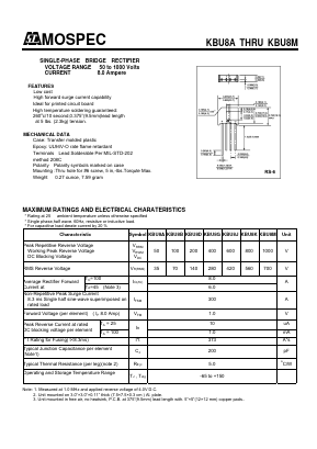 KBU8B Datasheet PDF Mospec Semiconductor