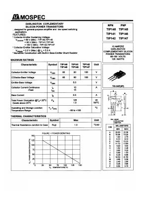 TIP140 Datasheet PDF Mospec Semiconductor