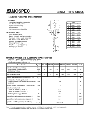 GBU6A Datasheet PDF Mospec Semiconductor