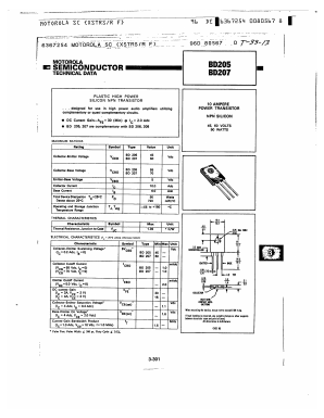 BD207 Datasheet PDF Motorola => Freescale