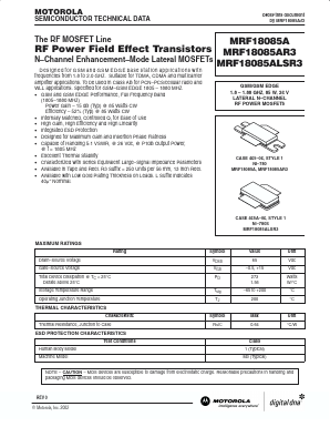 MRF18085A Datasheet PDF Motorola => Freescale