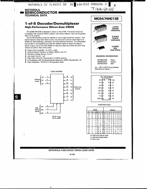 MC74HC138N Datasheet PDF Motorola => Freescale