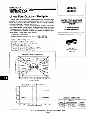 MC1594 Datasheet PDF Motorola => Freescale