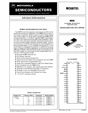 MC68A701L Datasheet PDF Motorola => Freescale