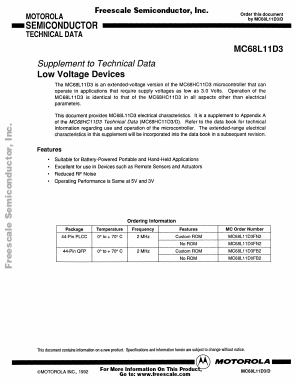 MC68L11D0FB2 Datasheet PDF Motorola => Freescale